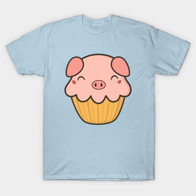 Delectable Kawaii Cute Pig Cupcake T-Shirt by happinessinatee